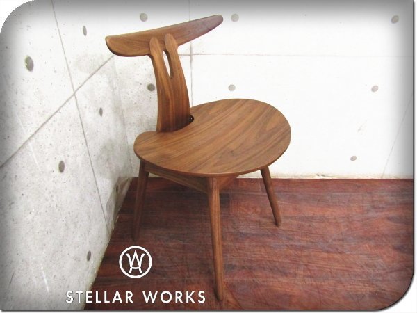 ■新品/未使用品/STELLAR WORKS/高級/FLYMEe/Antler Chair(1958)/Vilhelm Wohlert/ウォールナット材/イージーチェア/90,200円/ft8583k_画像1