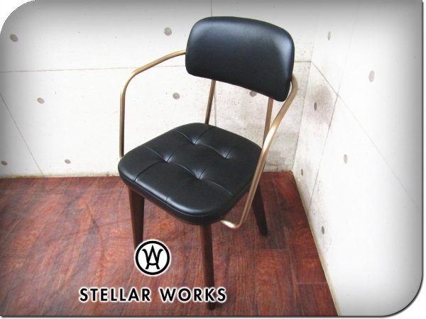 新品/未使用品/STELLAR WORKS/FLYMEe取扱い/Utility Arm Chair U/Neri＆Hu/ウォールナット/スチール/牛革/アームチェア/193,600円/ft8344m_画像1