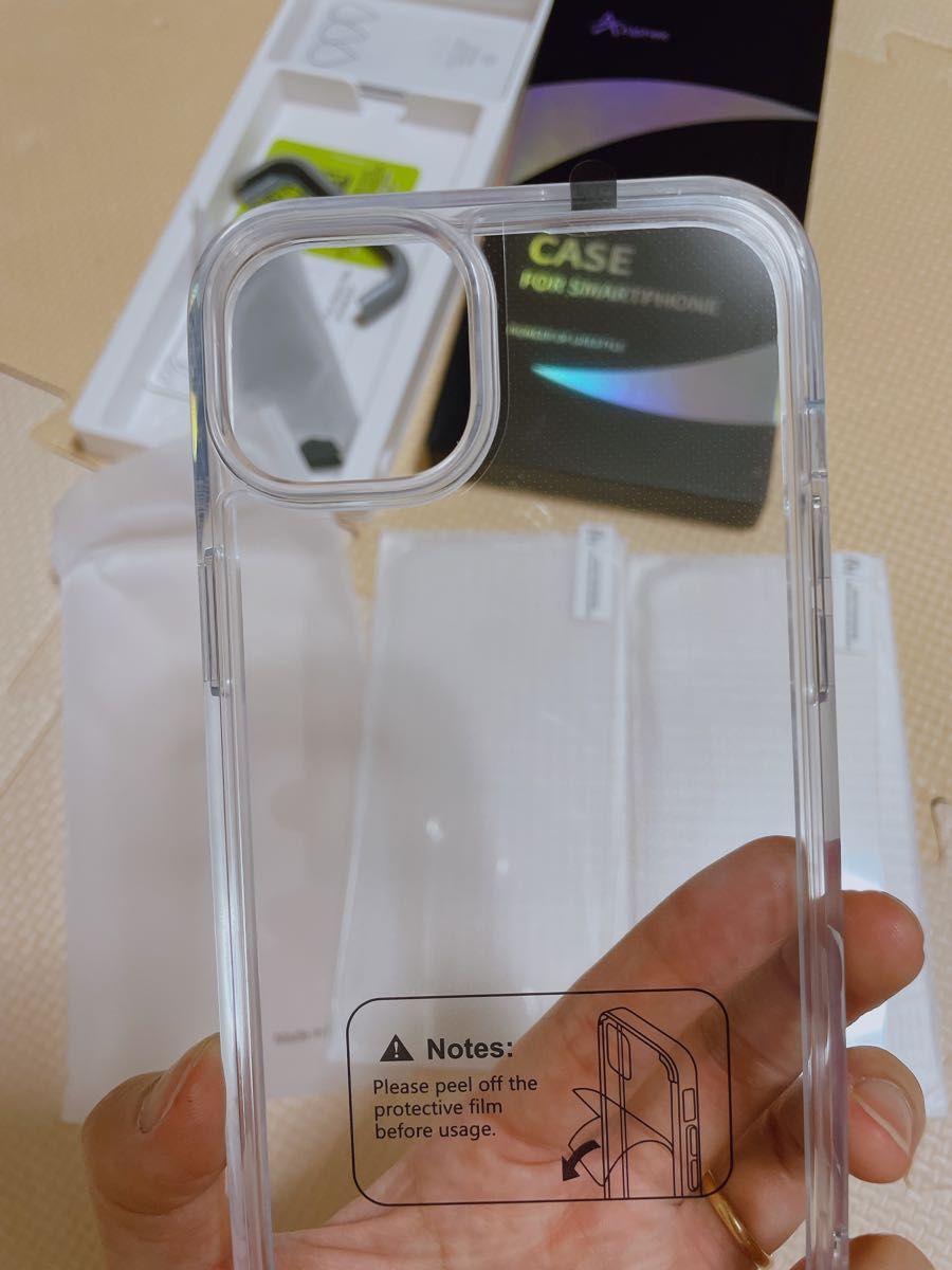 半額セール！iPhone 14 plus用フィルム付きケース 全面保護セット[耐黄変透明ケース×1, HD強化ガラスフィルム×2]