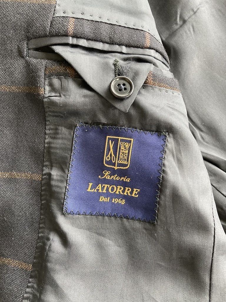 Sartoria LATORRE 44 ネイビー ブラウンペーン サルトリアラトレ Sartoria LATORRE 44 ネイビー ブラウンペーン サルトリアラトレ