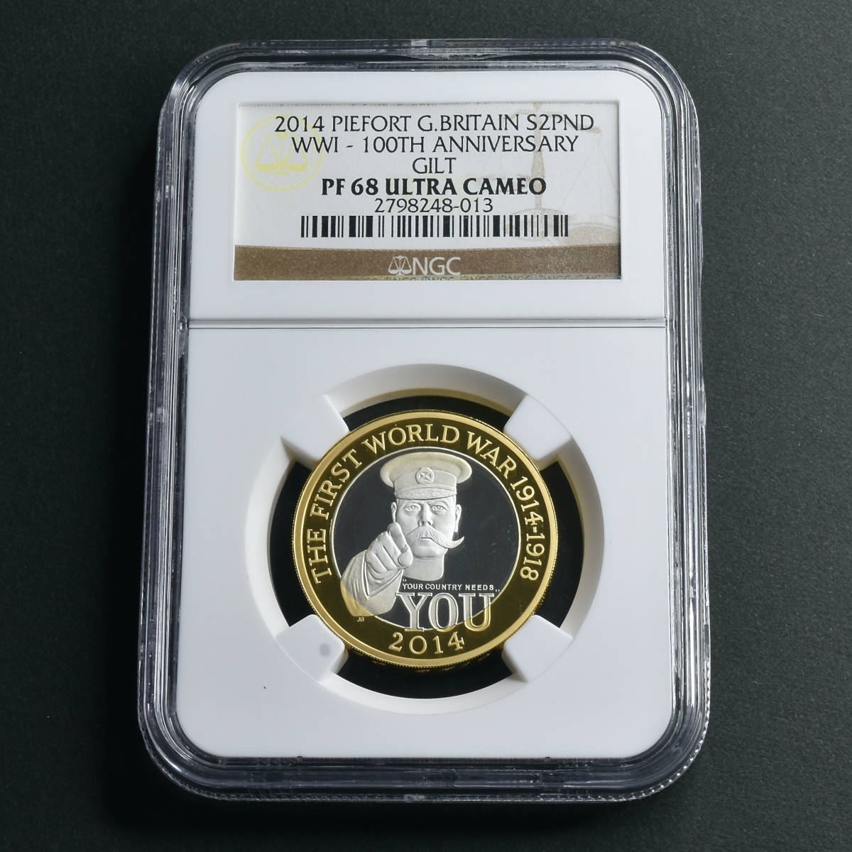 【ピエフォー 倍厚】2014年 第一次世界大戦100周年記念 銀貨 金 英国陸軍 イギリス ロイヤルミント エリザベス2世 NGC アンティークコインの画像2