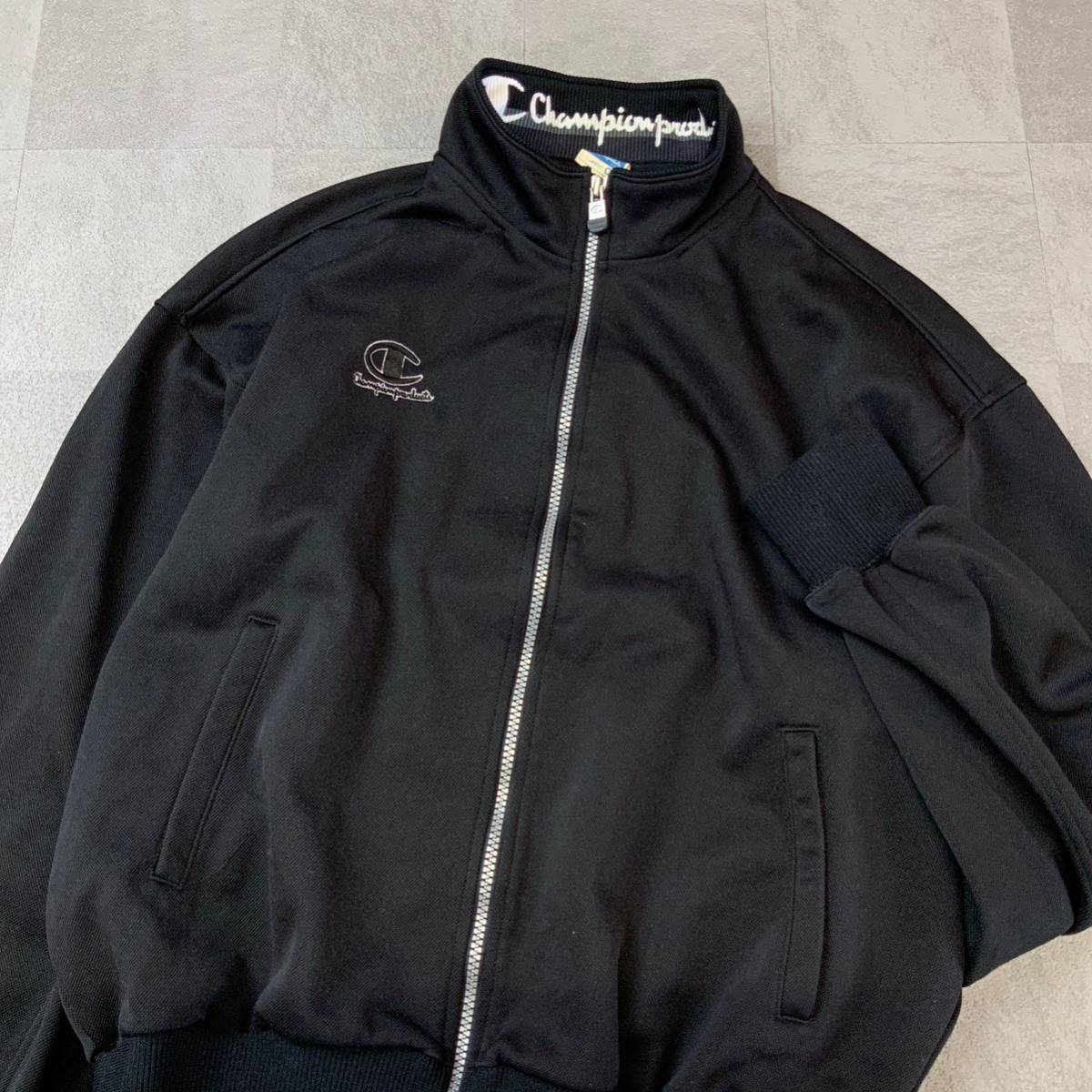 良品 90‘s champion チャンピオン ゴールドウィン製 トラックトップ ジャージ メンズ Oサイズ ブラック ビンテージ_画像3