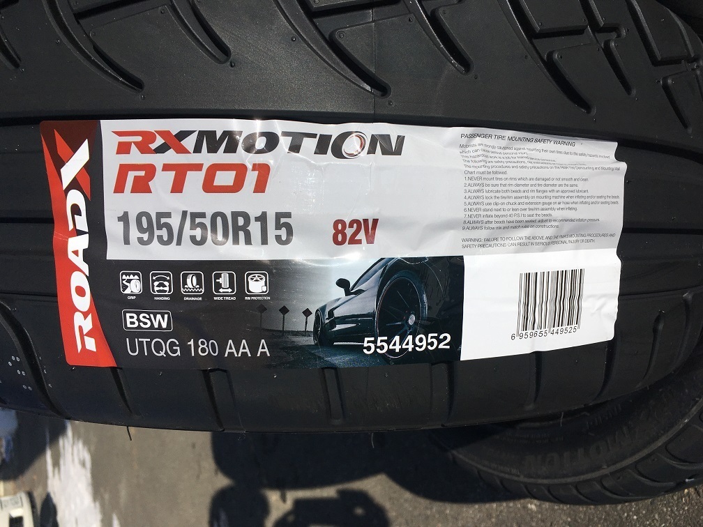 2023年製ROADX RT01 195/50R15【コスパ最高ハイグリップタイヤ♪送料込2本セット♪】ドリフトに最適！AE86ロードスター旧車_画像2