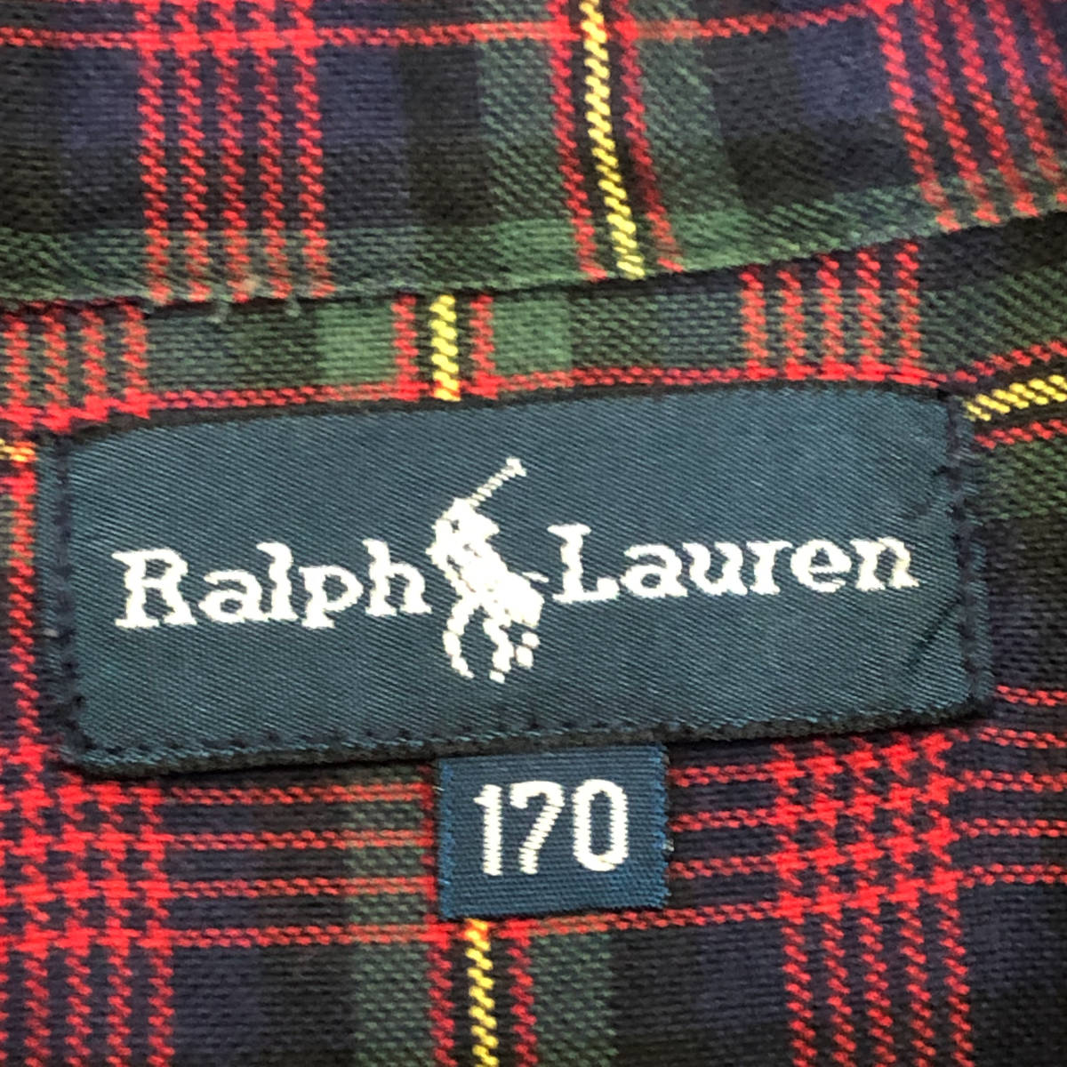 RALPH LAUREN ラルフローレン ボタンダウンシャツ チェック 長袖 170 赤 緑 ポニー刺繍 A28_画像7