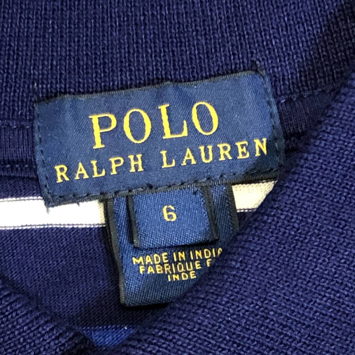 POLO RALPH LAUREN ポロラルフローレン キッズ ポロシャツ ボーダー 半袖 6 ネイビー 白 ポニー刺繍 A22_画像4