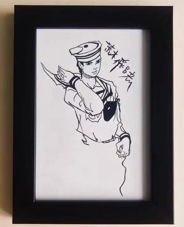 荒木彦 直筆イラストサイン色紙-