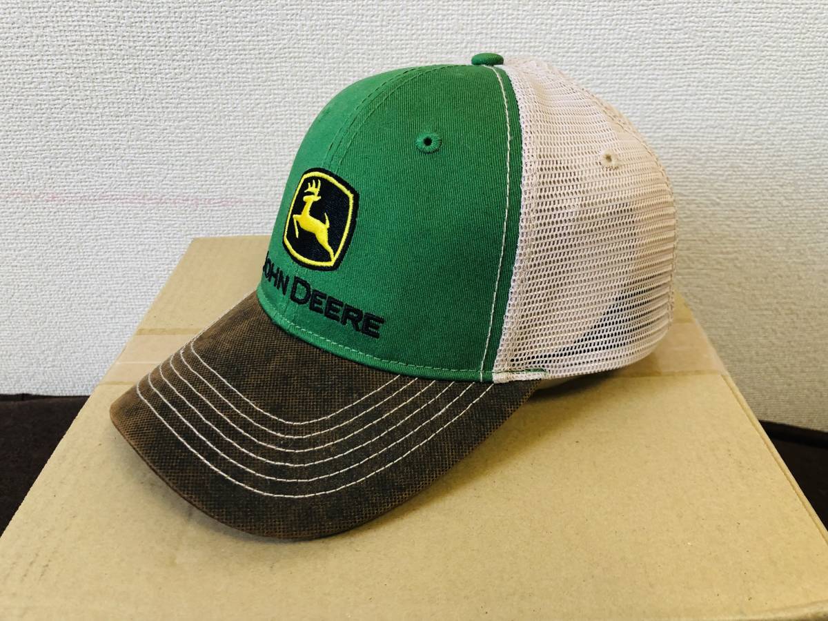 新品 JOHN DEERE ジョンディアー キャップ ブラウン/グリーン/クリーム メッシュ キャップ 帽子