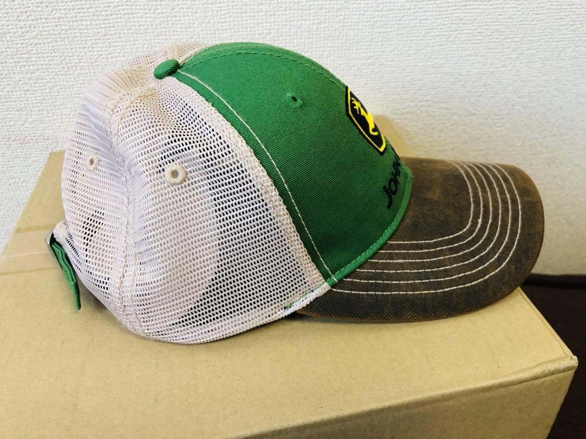 新品 JOHN DEERE ジョンディアー キャップ ブラウン/グリーン/クリーム メッシュ キャップ 帽子