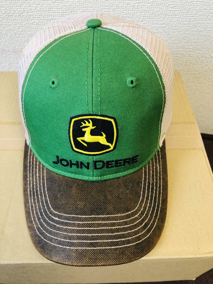 新品 JOHN DEERE ジョンディアー キャップ ブラウン/グリーン/クリーム メッシュ キャップ 帽子