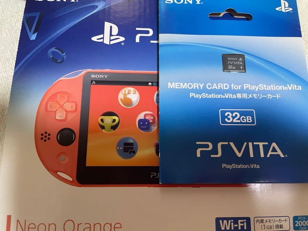 PS Vita PCH-2000 Wi-Fiモデル 本体　ネオンオレンジ　vita専用メモリーカード　32GB付き！PlayStation Vita