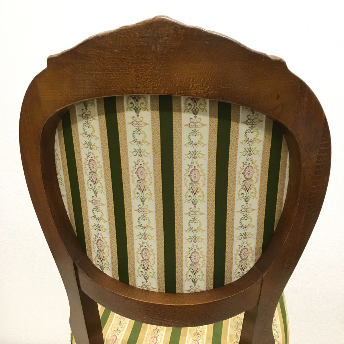 ④ イタリア製 クラシック家具 ヴェローナ 猫脚チェアー アンティーク レトロビンテージ モダン椅子 木製 グリーンストライプの画像7