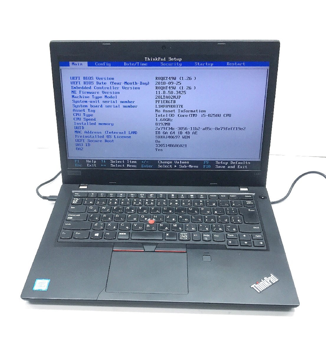 新作 NT: 【lenovo】ThinkPad L480 Core i5-8250U 1.60GHｚ/8GB ノート