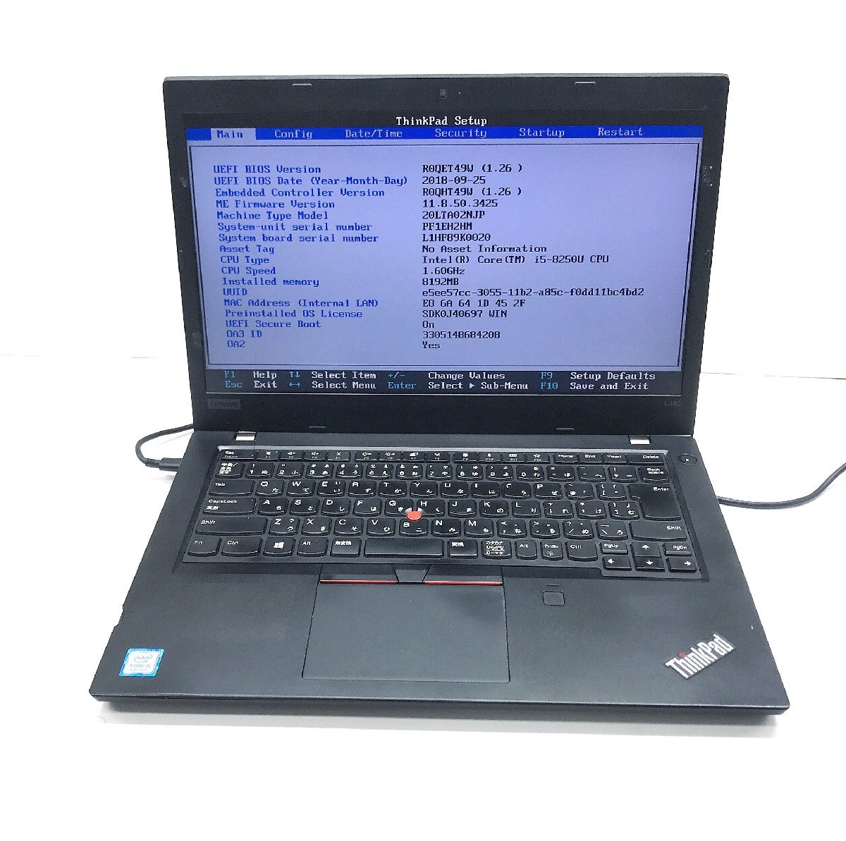 ホットセール NT: 【lenovo】ThinkPad L480 Core i5-8250U 1.60GHz