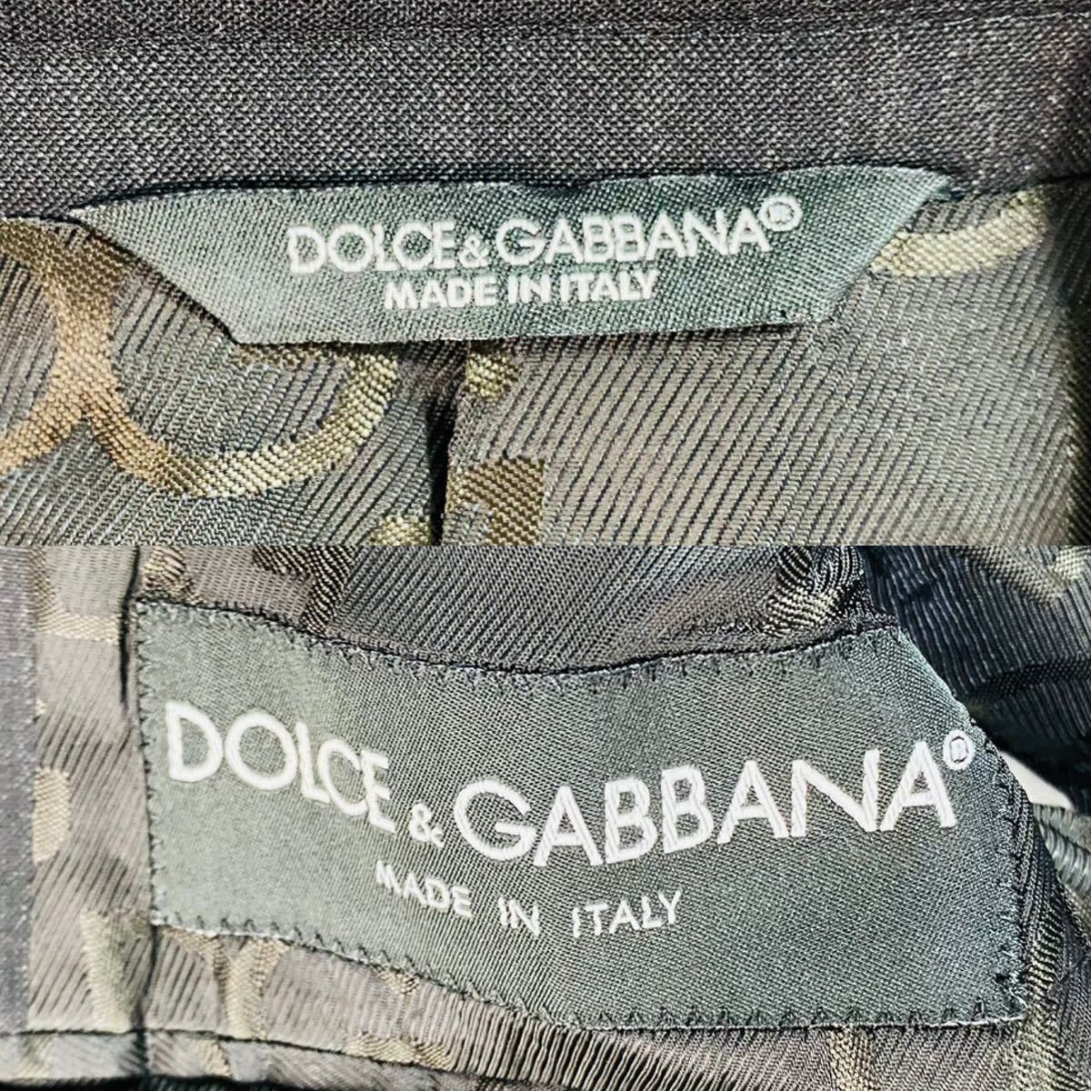 美品 サイズL (48) DOLCE&GABBANA 【圧倒的高級感】ドルチェ&ガッバーナ テーラードジャケット メンズ ドルガバ 黒 2B ウール 総裏ロゴ裏地_画像7