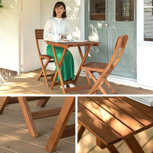 * natural tree Akashi a material use * garden table chair 3 point set folding natural tree wooden garden table table set 