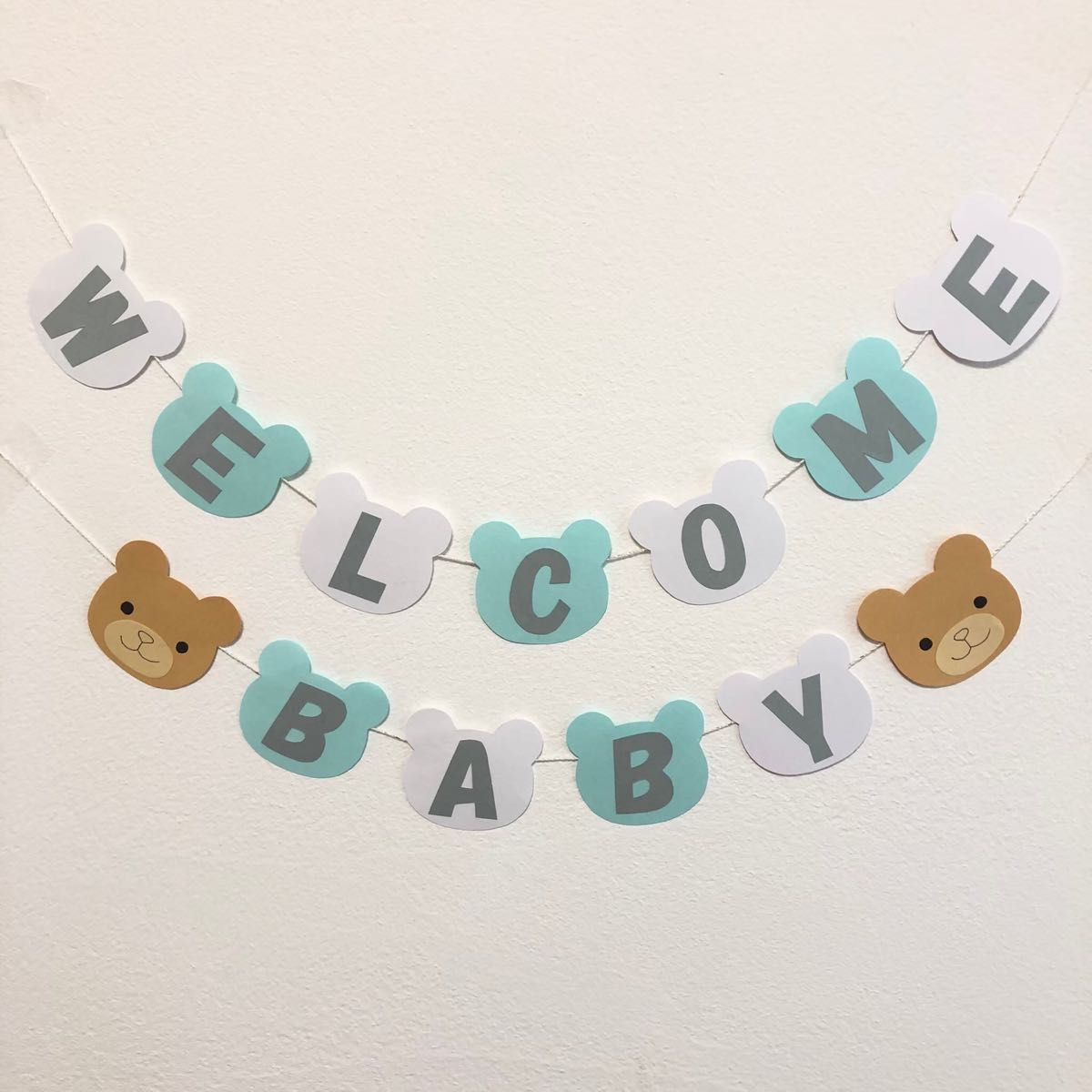 ミニガーランド　ウェルカムベビー　WELCOME BABY ベビーシャワー ジェンダーリビール　退院祝い　出産祝い 壁面飾り