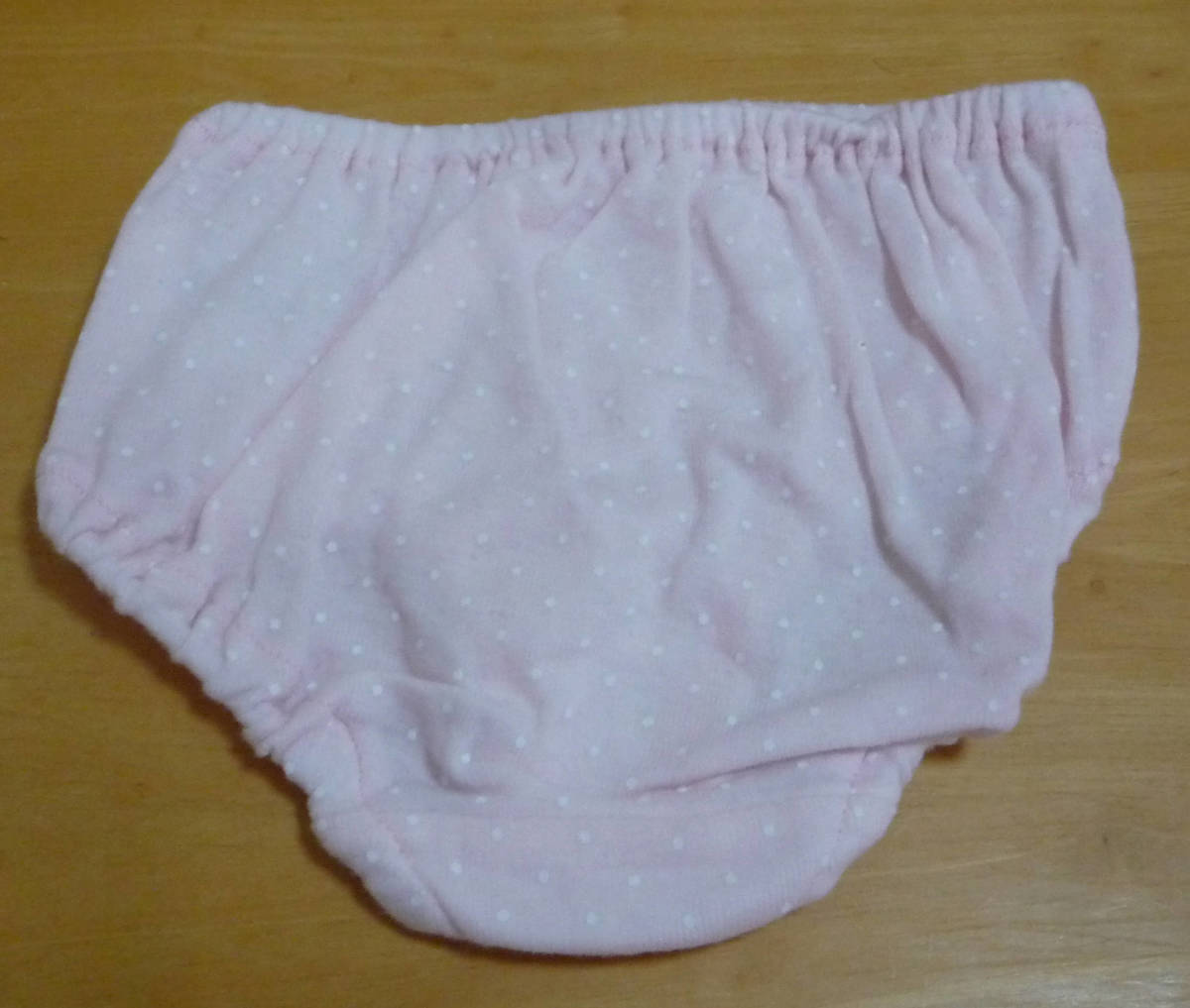 90 女児パンティ　インゴム　ショーツ　ちびぱん 薄いピンク　水玉模様　綿100%_画像2