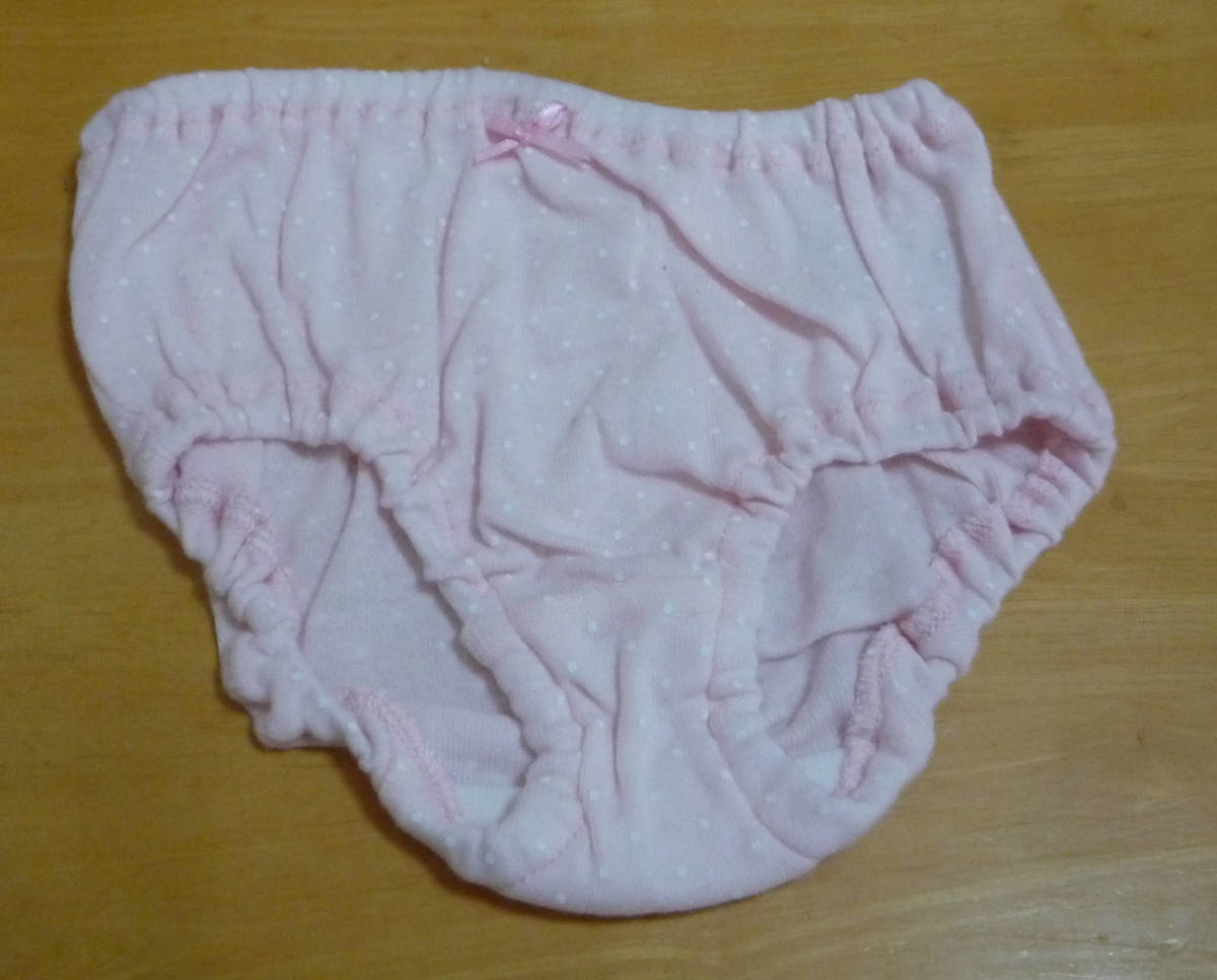 90 女児パンティ　インゴム　ショーツ　ちびぱん 薄いピンク　水玉模様　綿100%_画像1