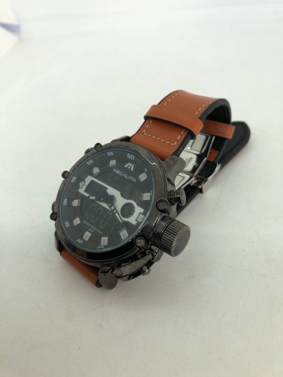 海外メーカー MECALITH デジアナ ハイブリット 多機能 ストップウオッチ アラーム デジタルカレンダー 腕時計 ジャンクの画像1