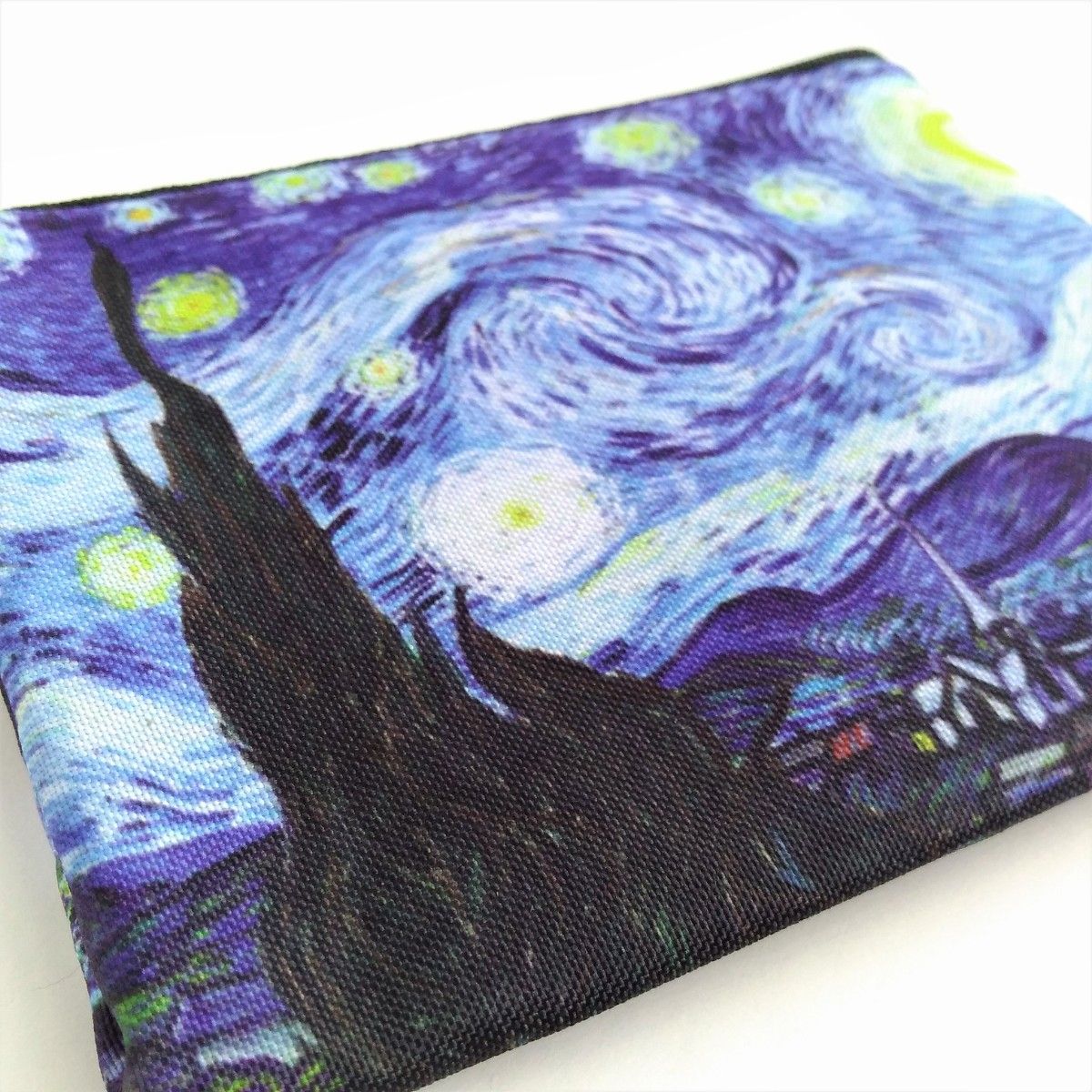 『星月夜』フラットポーチ　ゴッホ　絵画　コインポーチ　コインパース　化粧ポーチ　メイクポーチ　小銭入れ　カードケース