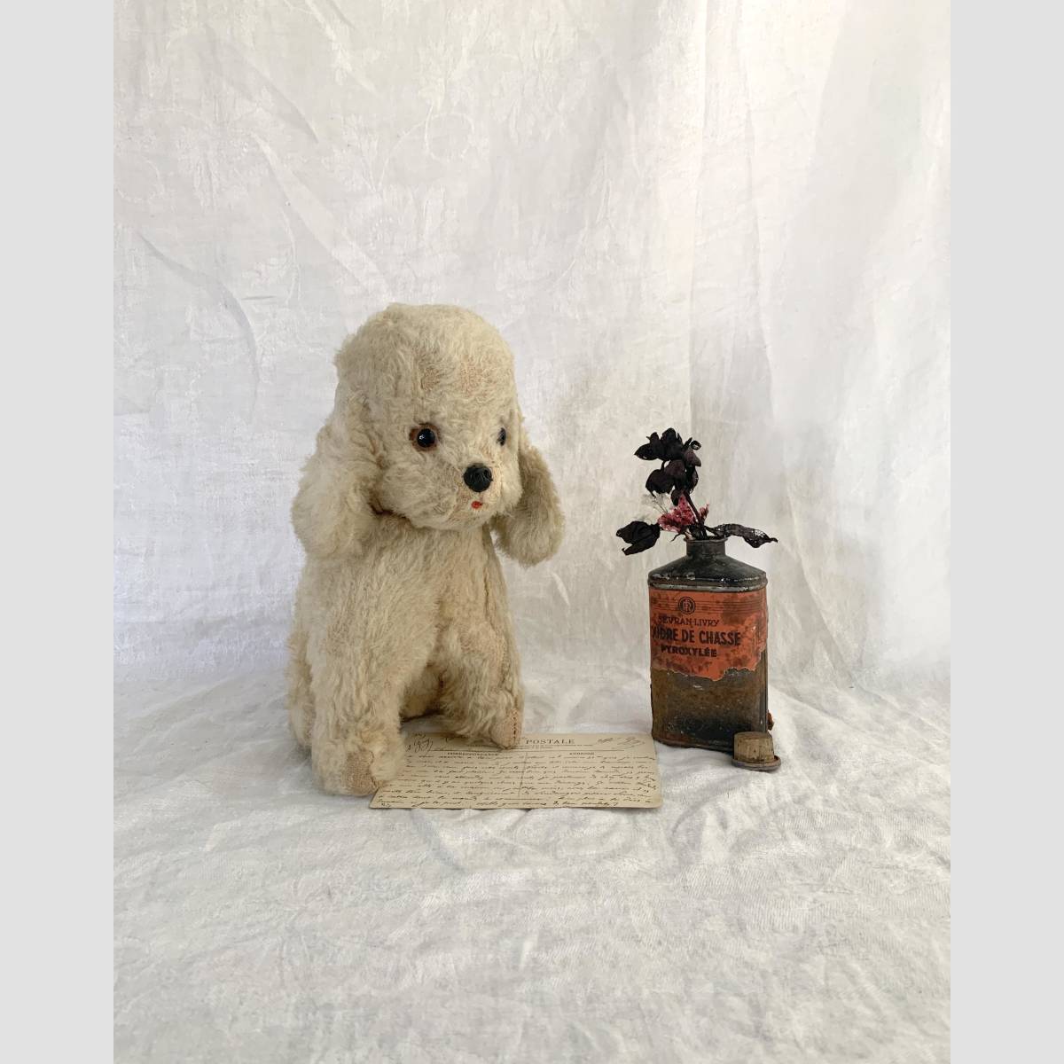 フランス 1930-50s トイ プードル 犬 ぬいぐるみ 木毛 グラスアイ オブジェ おもちゃ ベア ドイツ くま 民藝 美術 骨董 アンティーク