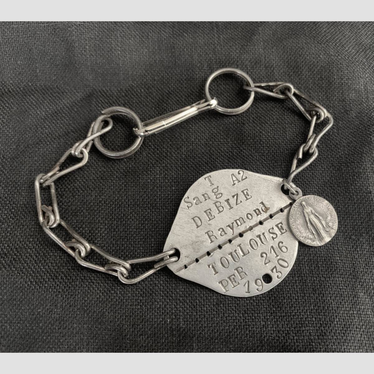 フランス軍 1933s ドッグタグ クロス付き ブレスレット チェーン WW1