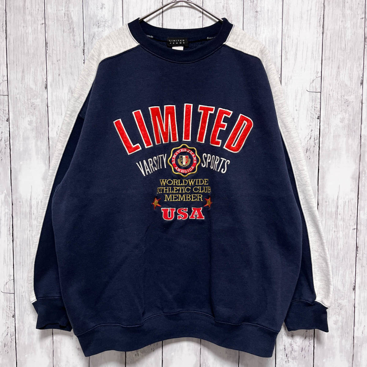LIMITED JEANS スウェット トレーナー 裏起毛 US古着 VARSITY LIMITED JEANS スウェット トレーナー 裏起毛 US古着 VARSITY
