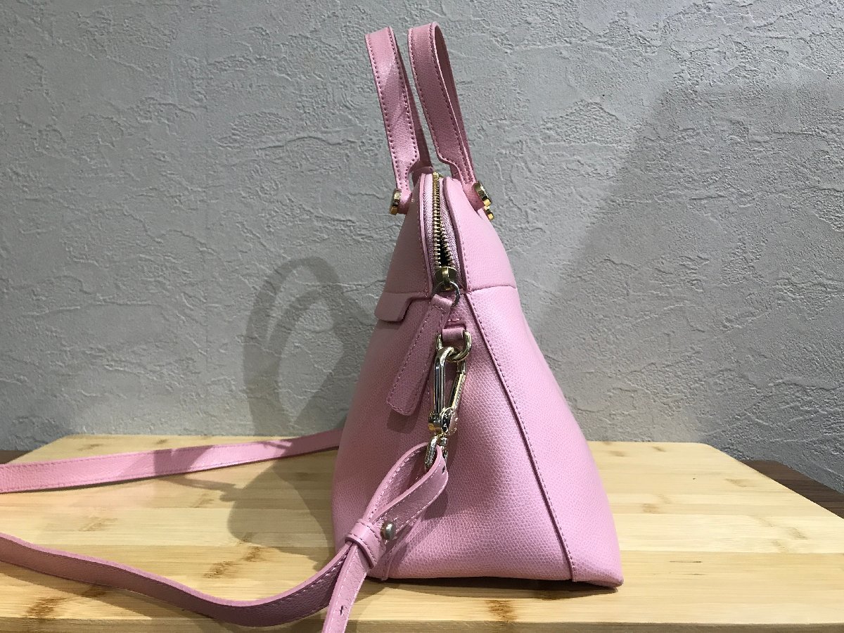 FURLA フルラ ハンドバッグ/ショルダー2way ピンク レザー ショルダーストラップ イタリア製 トートバッグ レディース/中古品/持ち手ベタ_画像4