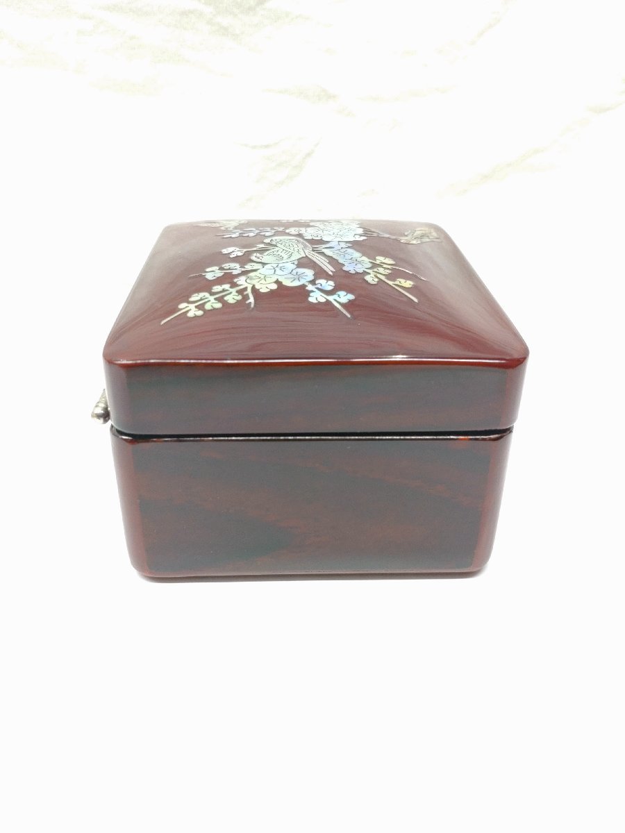 韓国 伝統工芸 螺鈿細工 小箱 宝石箱 ジュエリーボックス 漆器 鏡付_画像4