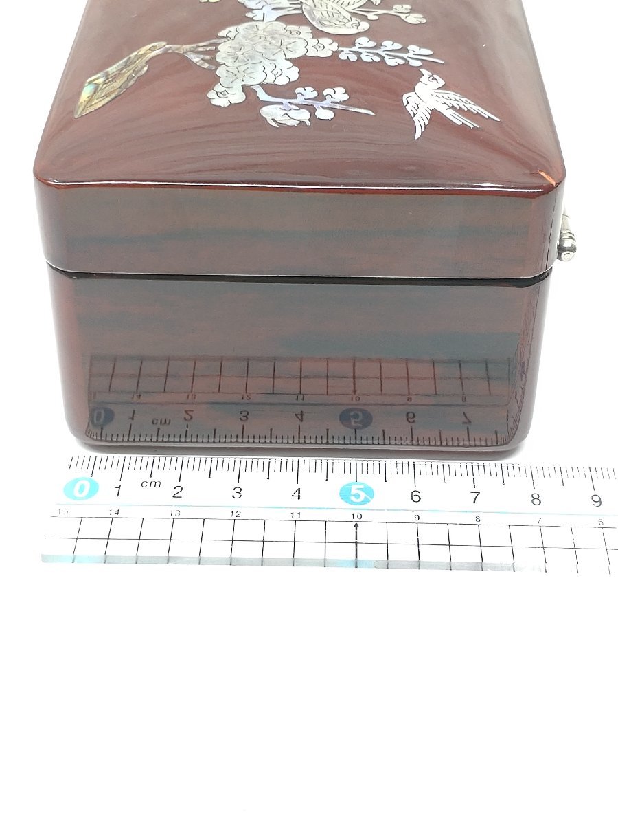 韓国 伝統工芸 螺鈿細工 小箱 宝石箱 ジュエリーボックス 漆器 鏡付_画像9