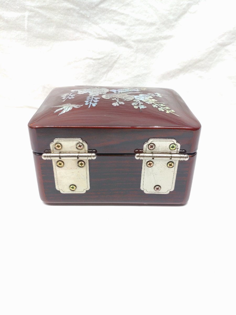韓国 伝統工芸 螺鈿細工 小箱 宝石箱 ジュエリーボックス 漆器 鏡付_画像3