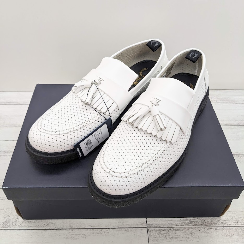 未使用品 FRED PERRY フレッドペリー x GEORGE COX ジョージコックス B9271 TASSEL LOAFER レザー  タッセルローファー ホワイト