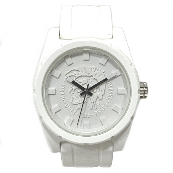 ディーゼル DZ-1590 クォーツ ホワイト 時計 腕時計 メンズ 美品☆0203