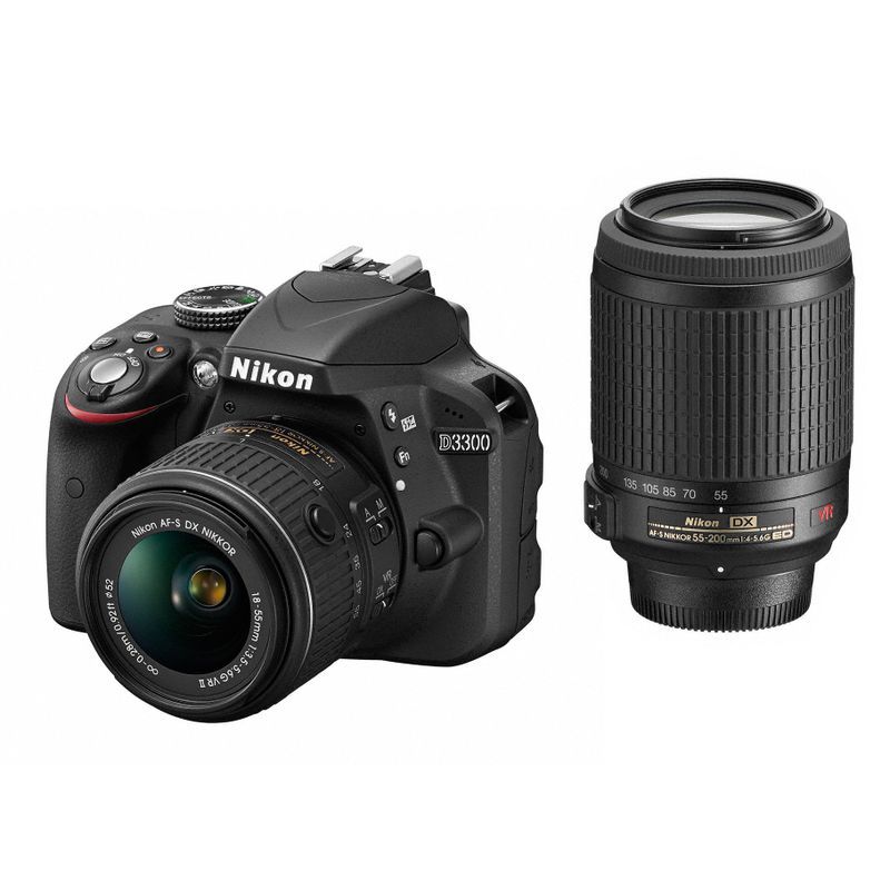 Nikon デジタル一眼レフカメラ D3300 ダブルズームキット ブラック D3300WZBK_画像1