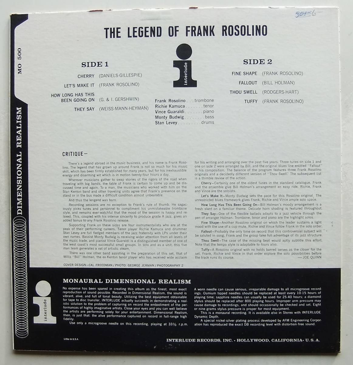◆ The Legend of FRANK ROSOLINO ◆ Interlude MO 500 (pink:dg) ◆ V_画像2