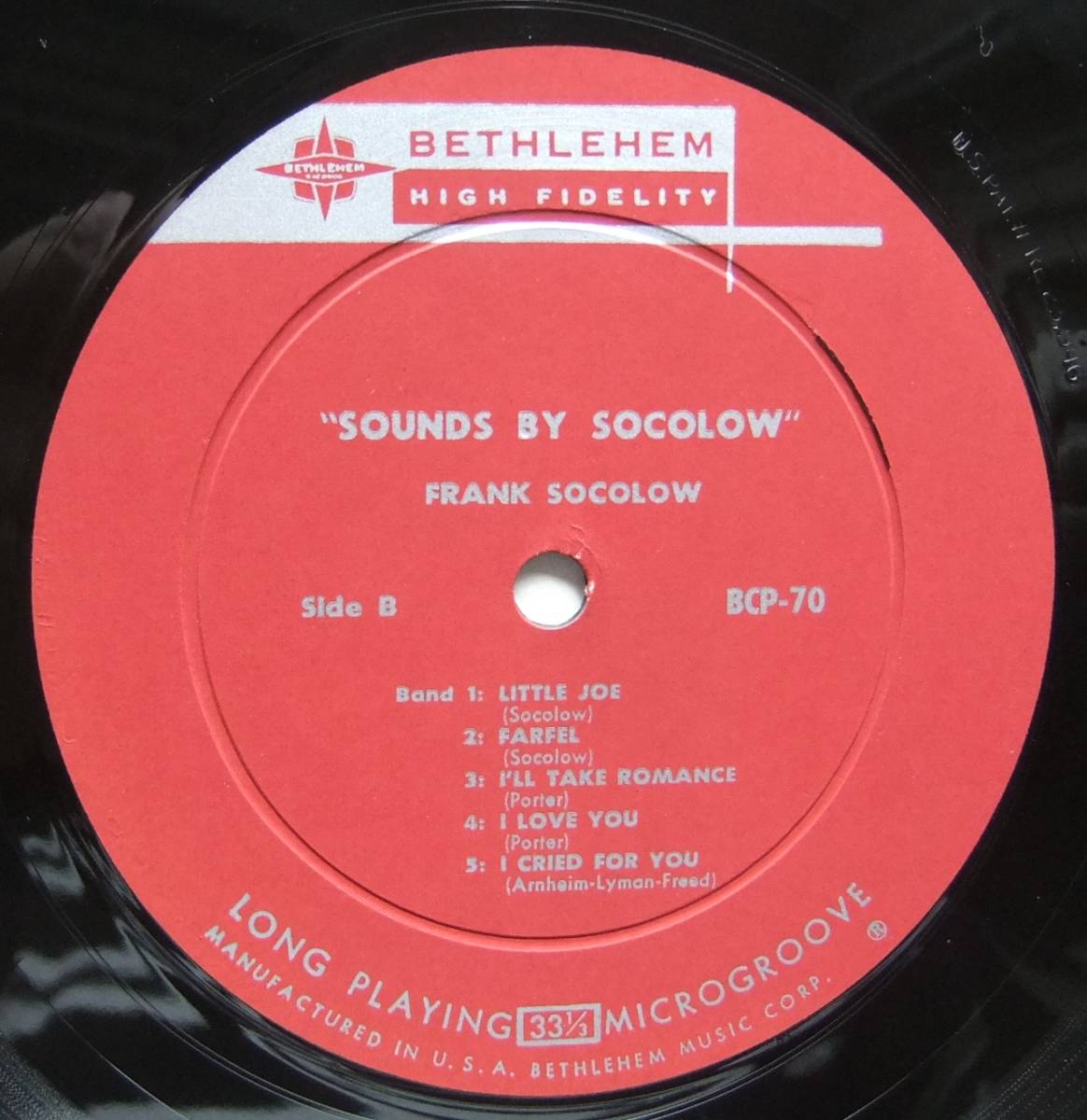 在庫処分セール ◆ FRANK SOCOLOW - EDDIE COSTA / Sounds By Socolow ◆ Bethlehem BCP 70 (red:dg) ◆ V