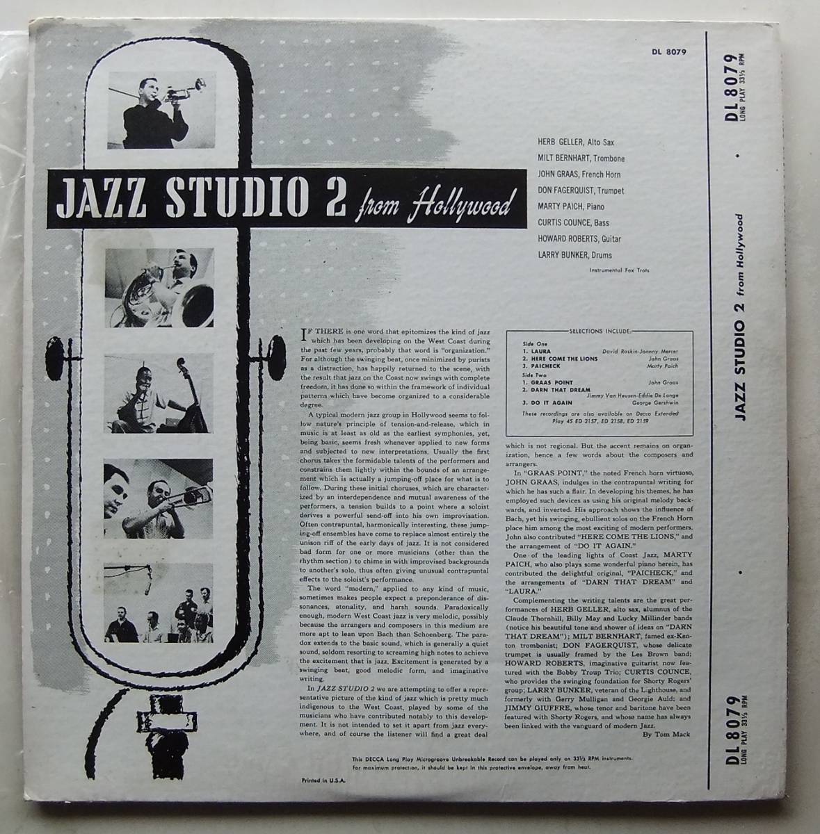 ◆ HERB GELLER - JOHN GRAAS / Jazz Studio 2 ◆ Decca DL 8079 (black:dg) ◆_画像2