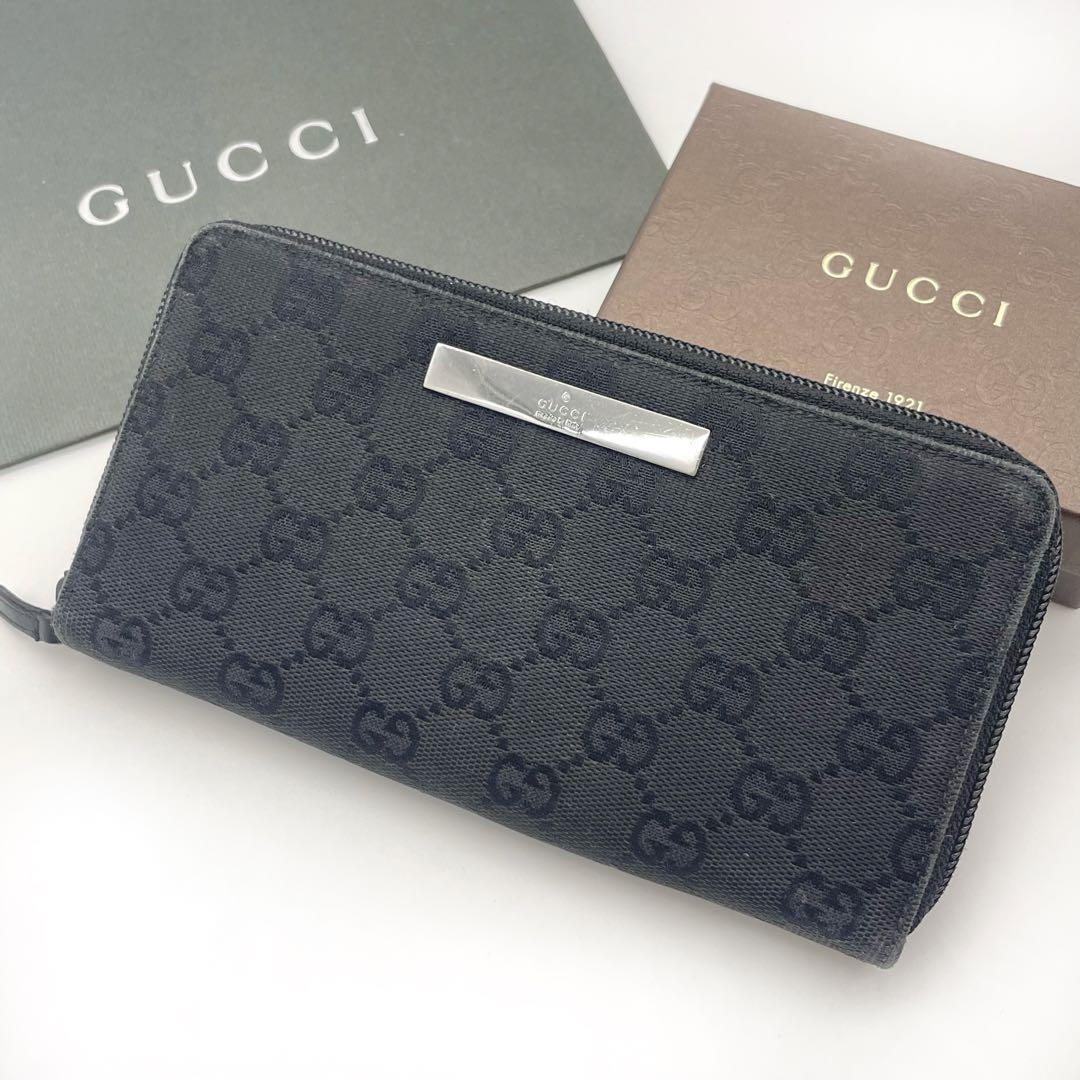 人気商品！】 グッチ GUCCI GGロゴ ブラック レザー キャンバス