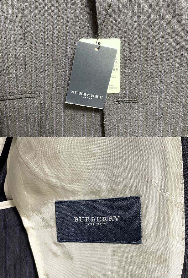 【未使用 タグ付き】BURBERRY LONDON バーバリーロンドン スーツ 上下 セットアップ ネイビー 紺 ストライプ X(L)サイズ スーツカバー 付_画像6