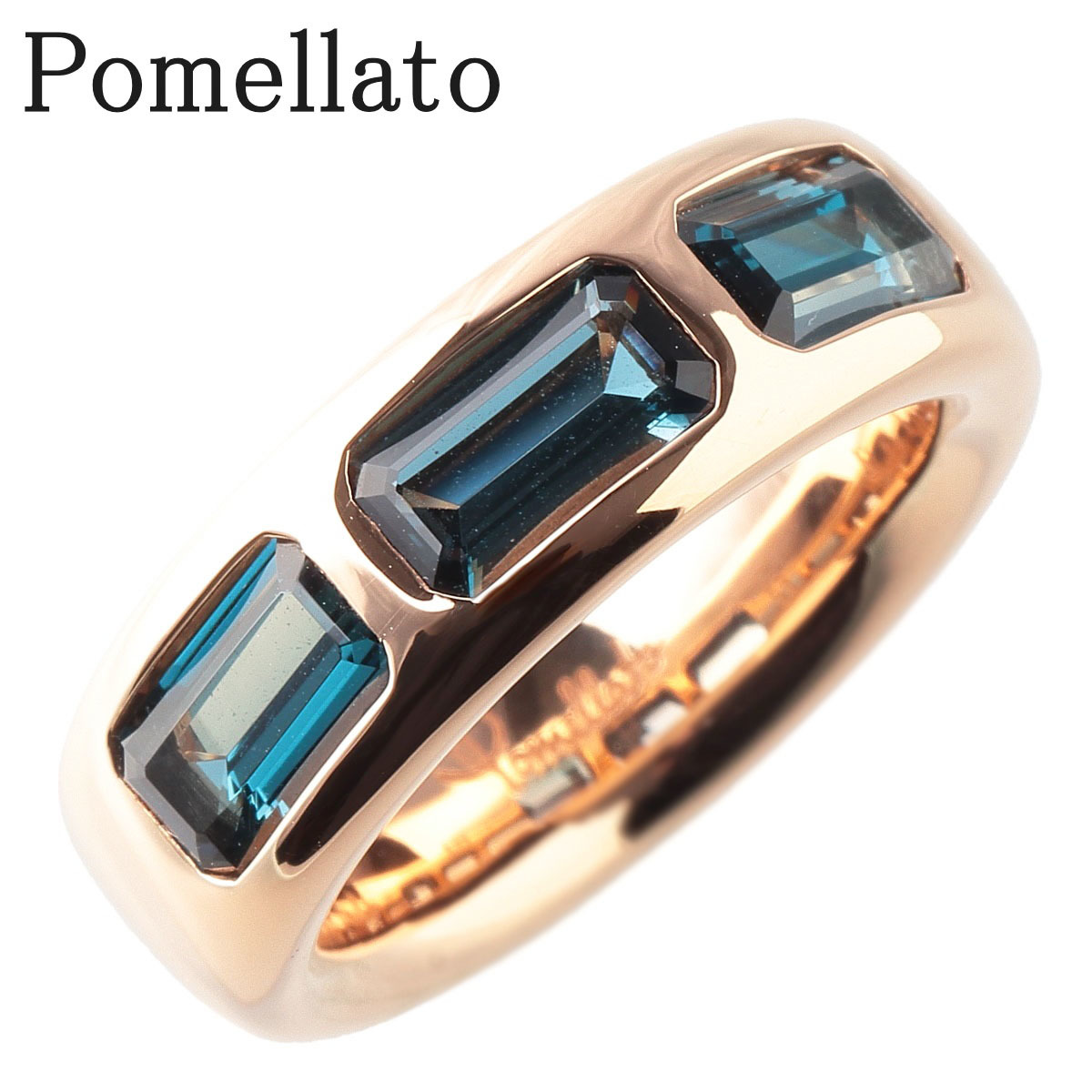 大流行中！ ロンドンブルートパーズ リング イコニカ 現行モデル ポメラート #53 Pomellato【14395】 新品仕上げ済 750PG 指輪