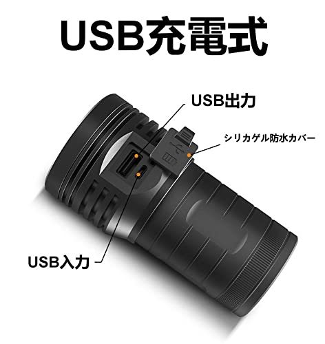 (3LED－10000LM)4800ｍAH　 USB充電式 LED 懐中電灯 強力 軍用 最強 小型 USB充電式 超高輝度10000ルーメン_画像3