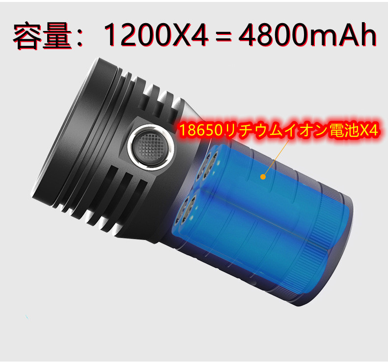 (3LED－10000LM)4800ｍAH　 USB充電式 LED 懐中電灯 強力 軍用 最強 小型 USB充電式 超高輝度10000ルーメン_画像2