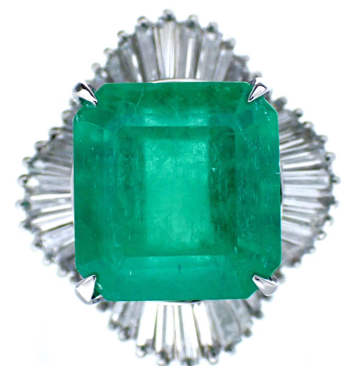 大粒天然エメラルド 6.36ctダイヤモンド0.92ct Pt900 プラチナリング 指輪 コロンビア産　CGL鑑別書付き　emerald ring Diamond_画像2