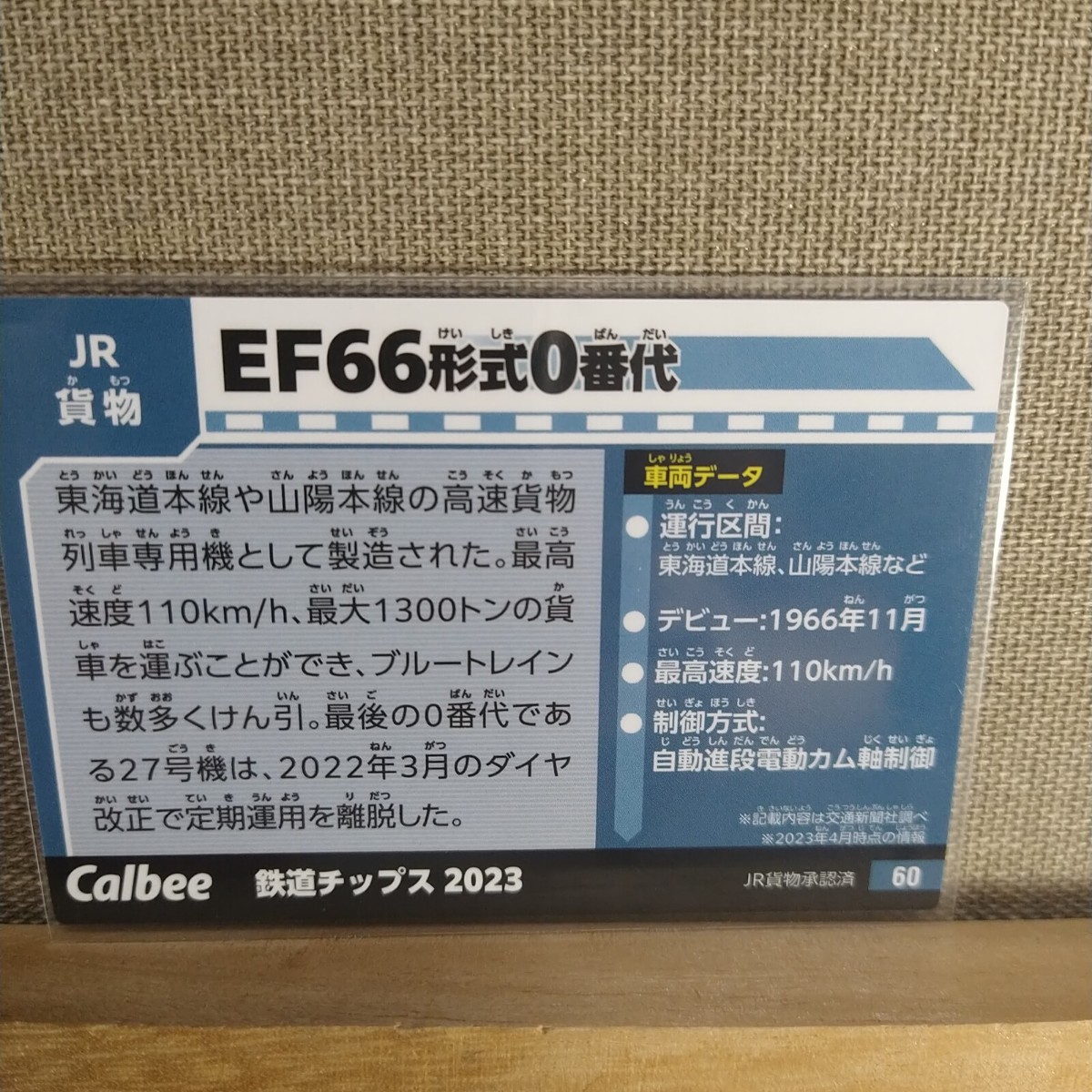 鉄道チップス 2023 カード No.60 EF66形式0番代①_画像2