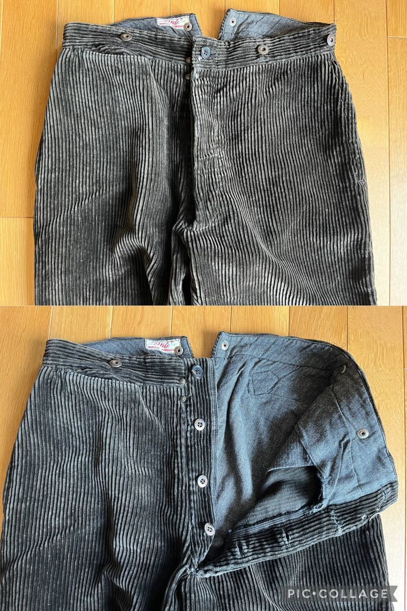 30s 40s 50s Vintage Франция вельвет рабочие брюки sinchi задний ( Europe индиго linen Denim охота 00s 10s20s