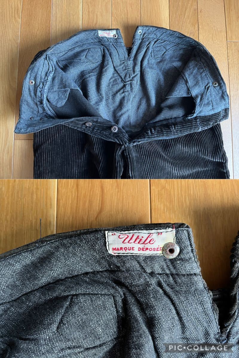 30s 40s 50s Vintage Франция вельвет рабочие брюки sinchi задний ( Europe индиго linen Denim охота 00s 10s20s