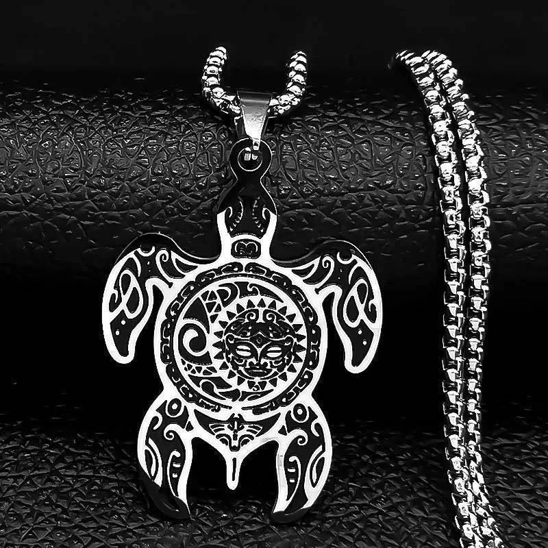 ho numigame necklace / man and woman use / Surf surfing Hawaiian Hawaii sea sea turtle turtle silver color black necklace pendant top 