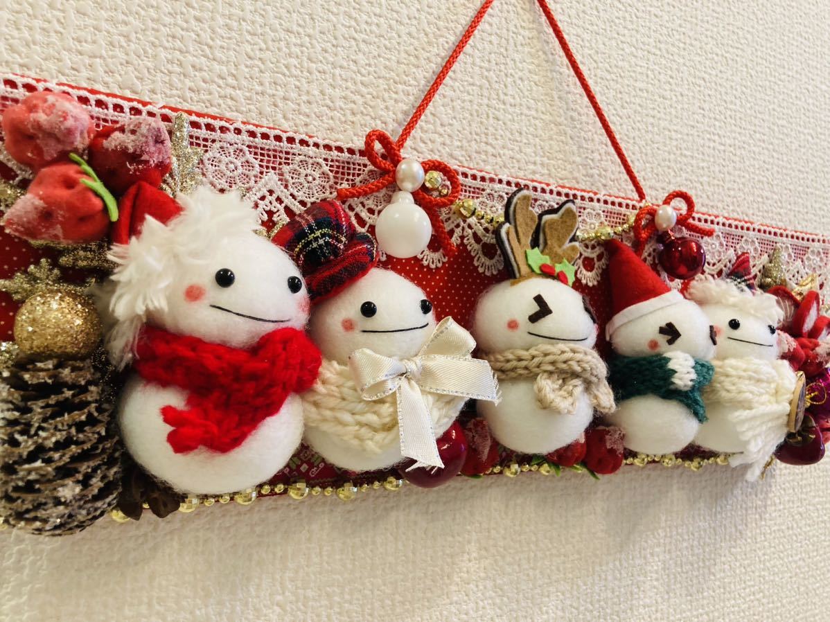 メリークリスマス♪仲良し雪だるまのタペストリー＊フェルト＊ハンドメイド＊手作り＊壁飾り_画像3