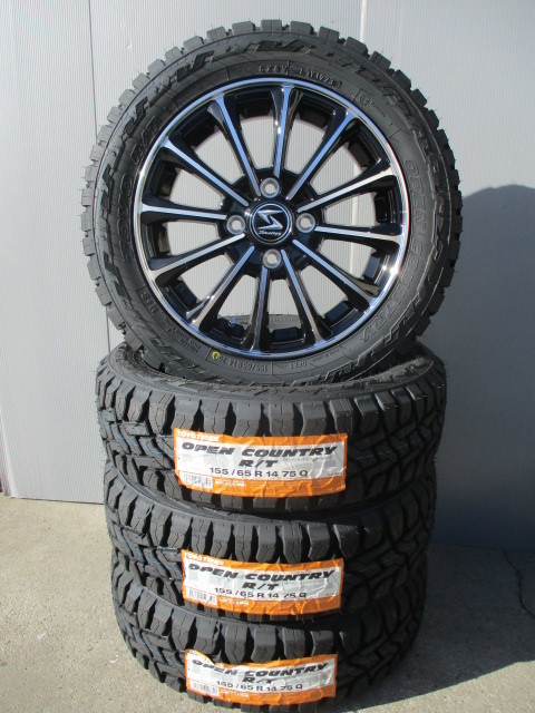 新品4本■トーヨーオープンカントリーR/T■155/65R14 ゴツゴツタイヤセット■ハイゼットエブリーキャリーアトレースペーシアギアNバン等_画像1