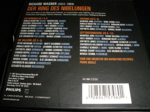 12CD ブーレーズ ワーグナー ニーベルングの指環 全曲 ホフマン